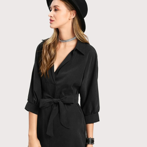 New Tie Waist Shirt Dress - Picture 2 of 6